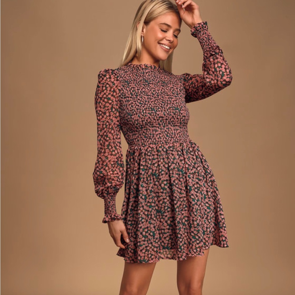 lulus floral forever green and pink floral dress